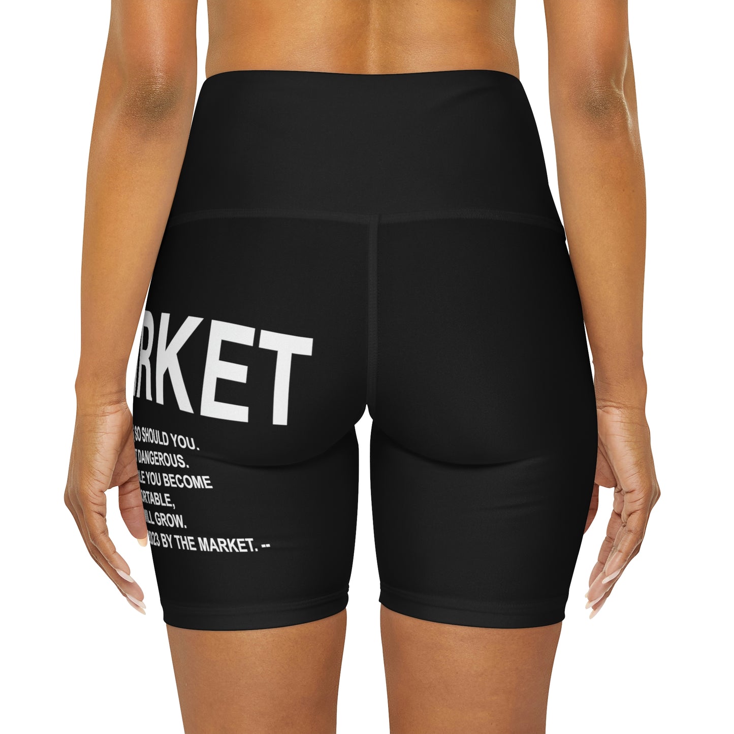 "LEAN INTO CHANGE" - LARGE LOGO HIGH WASTED YOGA SHORTS