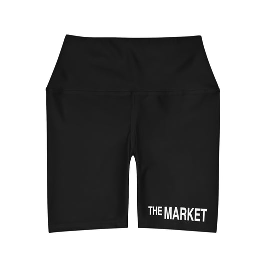 THE MARKET - SMALL LOGO HIGH WASTED YOGA SHORTS