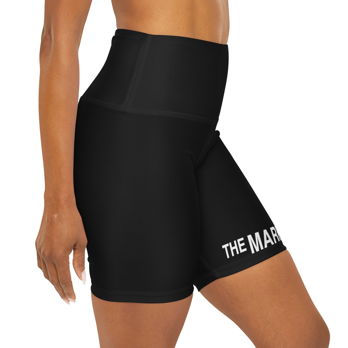 THE MARKET - SMALL LOGO HIGH WASTED YOGA SHORTS